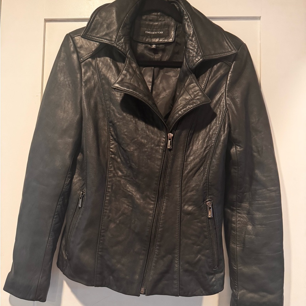 Jones New York black Leather Jacket size M